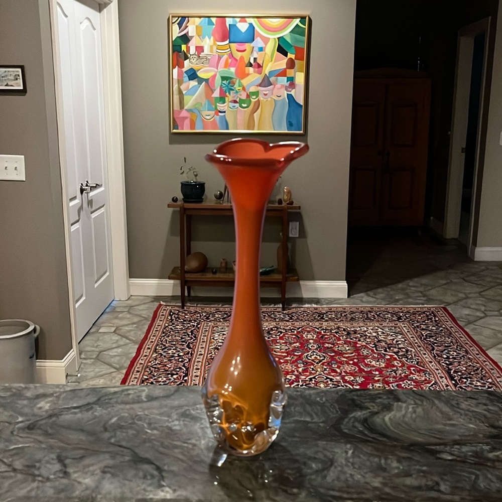 Mid Century Modern Orange Vase
